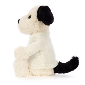 Bashful Black & Cream Puppy with Personalised Cream Jumper - Image 3