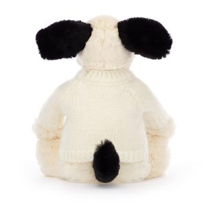 Bashful Black & Cream Puppy with Personalised Cream Jumper - Image 4