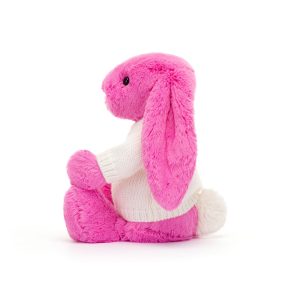 Bashful Hot Pink Bunny with Personalised Cream Jumper - Image 2