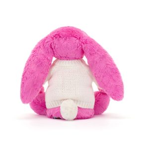 Bashful Hot Pink Bunny with Personalised Cream Jumper - Image 4
