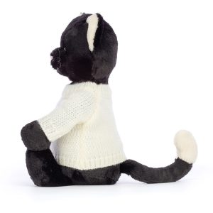 Bashful Black Kitten with Personalised Cream Jumper - Image 3