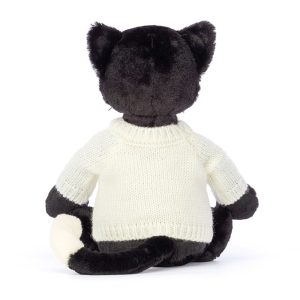 Bashful Black Kitten with Personalised Cream Jumper - Image 4