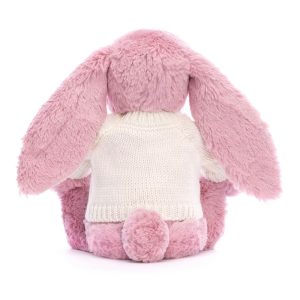 Bashful Tulip Pink Bunny with Personalised Cream Jumper - Image 4