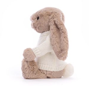 Bashful Beige Bunny with Personalised Cream Jumper - Image 3