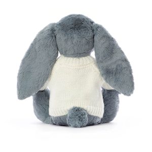 Bashful Dusky Blue Bunny with Personalised Cream Jumper - Image 4