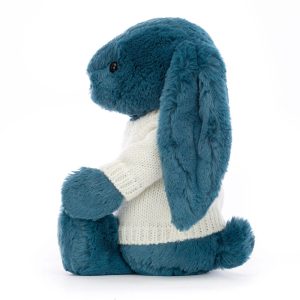 Bashful Mineral Blue Bunny with Personalised Cream Jumper - Image 3