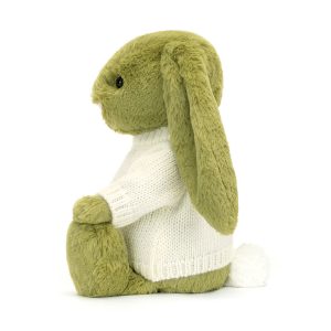 Bashful Moss Bunny with Personalised Cream Jumper - Image 3