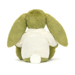 Bashful Moss Bunny with Personalised Cream Jumper - Image 4