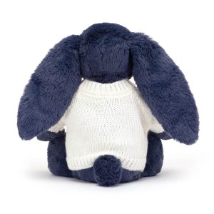 Bashful Navy Bunny with Personalised Cream Jumper - Image 4