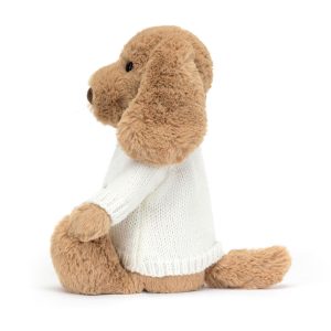 Bashful Toffee Puppy with Personalised Cream Jumper - Image 3