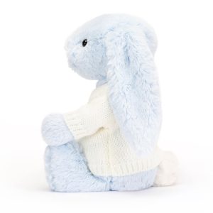 Bashful Blue Bunny with Personalised Cream Jumper - Image 3