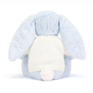 Bashful Blue Bunny with Personalised Cream Jumper - Image 4