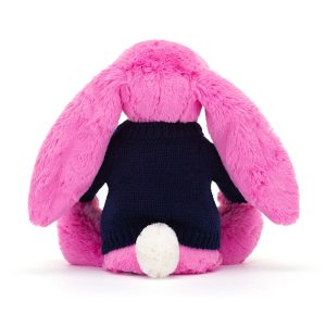 Bashful Hot Pink Bunny with Personalised Navy Jumper - Image 4