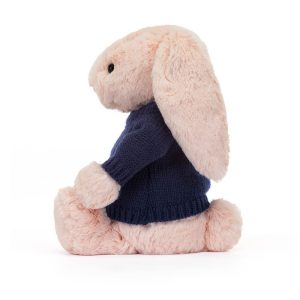 Bashful Blush Bunny with Personalised Navy Jumper - Image 3