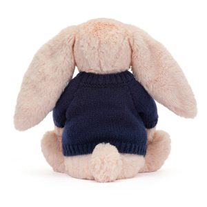 Bashful Blush Bunny with Personalised Navy Jumper - Image 4