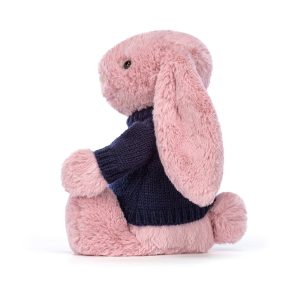 Bashful Tulip Pink Bunny with Personalised Navy Jumper - Image 3
