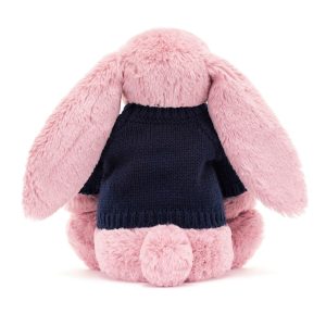 Bashful Tulip Pink Bunny with Personalised Navy Jumper - Image 4