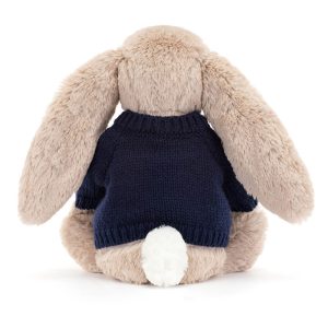 Bashful Beige Bunny with Personalised Navy Jumper - Image 5