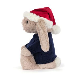 Bashful Christmas Bunny with Personalised Navy Jumper - Image 3