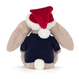 Bashful Christmas Bunny with Personalised Navy Jumper - Image 4