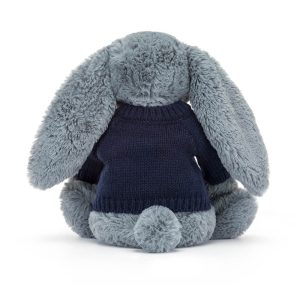 Bashful Dusky Blue Bunny with Personalised Navy Jumper - Image 4