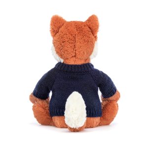 Bashful Fox Cub with Personalised Navy Jumper - Image 4