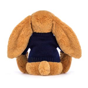 Bashful Golden Bunny with Personalised Navy Jumper - Image 4