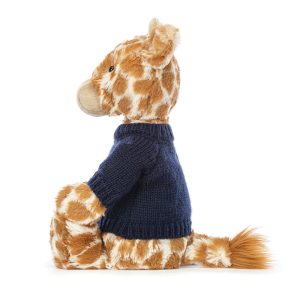 Bashful Giraffe with Personalised Navy Jumper - Image 3
