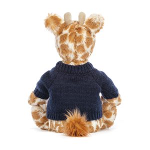 Bashful Giraffe with Personalised Navy Jumper - Image 4