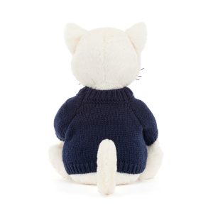 Bashful Cream Kitten with Personalised Navy Jumper - Image 4