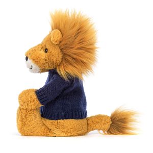 Bashful Lion with Personalised Navy Jumper - Image 3