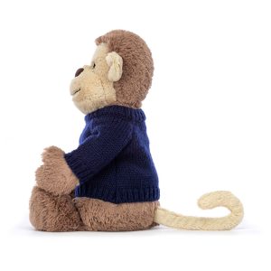 Bashful Monkey with Personalised Navy Jumper - Image 3