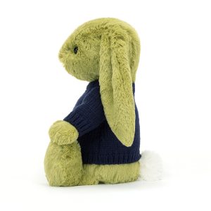 Bashful Moss Bunny with Personalised Navy Jumper - Image 3