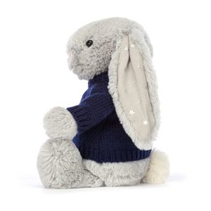 Bashful Shimmer Bunny with Personalised Navy Jumper - Image 3