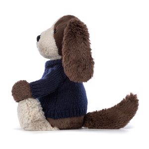 Bashful Fudge Puppy with Personalised Navy Jumper - Image 3