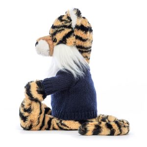 Bashful Tiger with Personalised Navy Jumper - Image 3