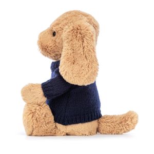Bashful Toffee Puppy with Personalised Navy Jumper - Image 3