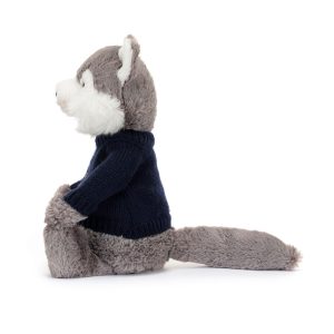 Bashful Wolf with Personalised Navy Jumper - Image 3