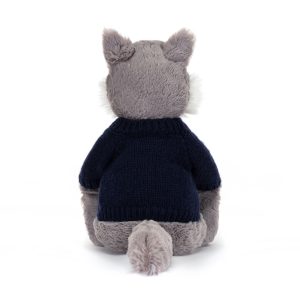 Bashful Wolf with Personalised Navy Jumper - Image 4