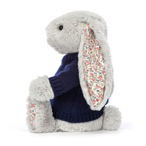 Blossom Silver Bunny with Personalised Navy Jumper - Image 3