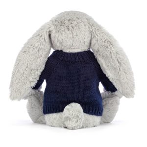 Blossom Silver Bunny with Personalised Navy Jumper - Image 4
