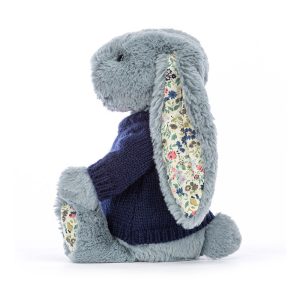 Blossom Dusky Blue Bunny with Personalised Navy Jumper - Image 3