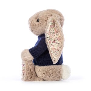 Blossom Bea Beige Bunny with Personalised Navy Jumper - Image 3