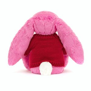 Bashful Hot Pink Bunny with Personalised Red Jumper - Image 4
