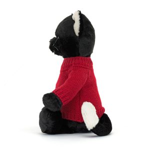 Bashful Black Kitten with Personalised Red Jumper - Image 3
