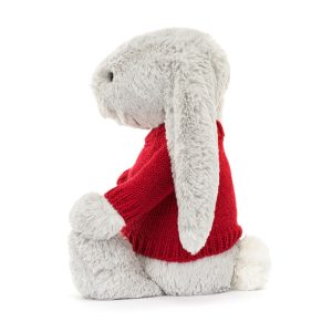 Bashful Silver Bunny with Personalised Red Jumper - Image 3