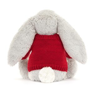 Bashful Silver Bunny with Personalised Red Jumper - Image 4