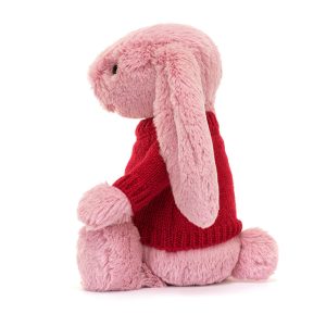 Bashful Tulip Pink Bunny with Personalised Red Jumper - Image 3
