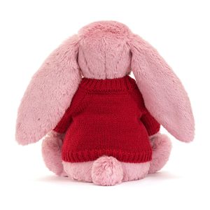 Bashful Tulip Pink Bunny with Personalised Red Jumper - Image 4