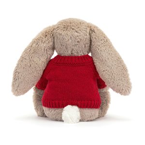 Bashful Beige Bunny with Personalised Red Jumper - Image 4